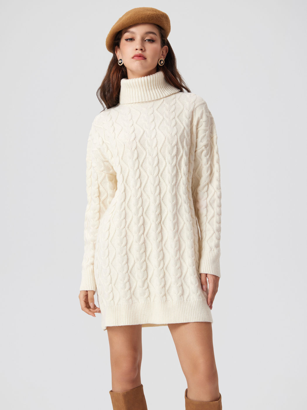 Knit High Neck Rib Dress